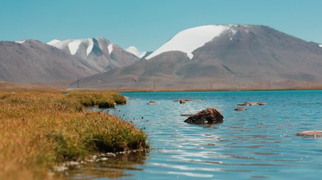 Lake in the mountain valley Brskoon in Kyrgyzstan