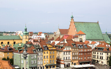 Fototapeta premium View of the old town on a day. Top view. Warsaw. Poland.