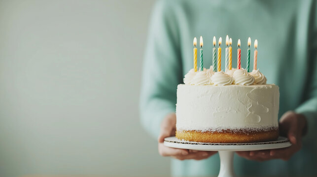 Celebratory cake with lit candles ready for a special occasion