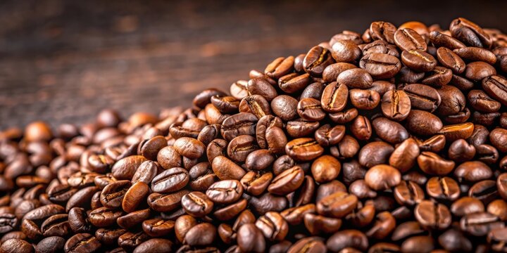 A pile of freshly roasted coffee beans ready for grinding and brewing , coffee, beans, roasted, dark, aroma, caffeine
