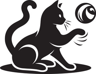 Cool cat Silhouette isolated on a white background Minimalist cat vector shape