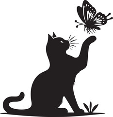 Cool cat Silhouette isolated on a white background Minimalist cat vector shape