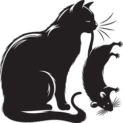 Cool cat Silhouette isolated on a white background Minimalist cat vector shape