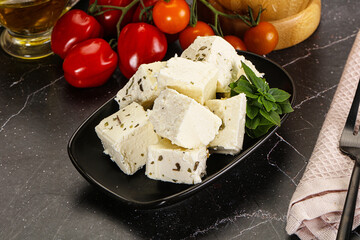 Greek traditional Feta cheese cubes