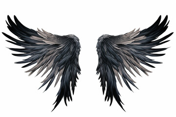 black wings on white background.  Generative Ai