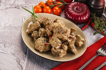 Beef liver with cream sauce