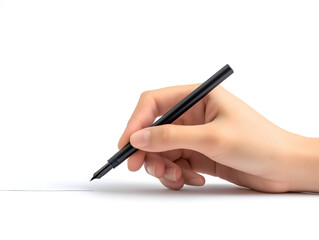 Hand Holding a Pen Poised to Write on Invisible Surface