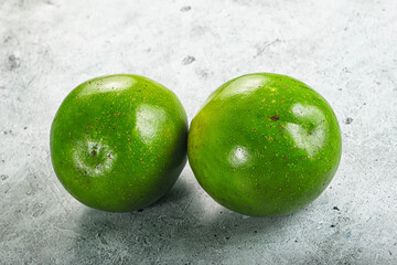 Two ripe green exotic avocado fruit