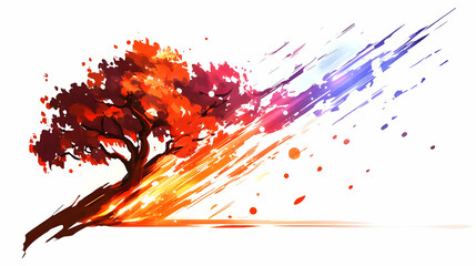 Vibrant Tree with Colorful Splatter Background