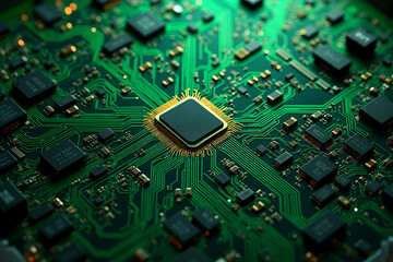 abstract futuristic of circuit board and processor computer, generative AI