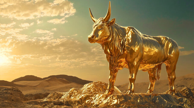 Worship of the golden calf in the valley of Sinai in the desert, when the Israelites created a symbol and began to worship it.