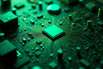 abstract futuristic of circuit board and processor computer, generative AI