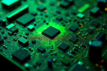 Obraz premium abstract futuristic of circuit board and processor computer, generative AI