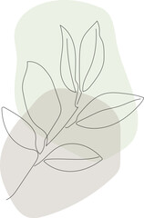 Laurel branch with leaves. Abstract contemporary line art vector illustration