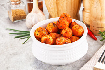 Baked young potato with paprika