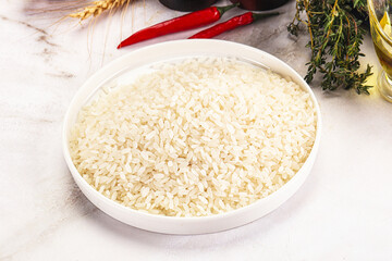 Dry Arborio rice for risotto