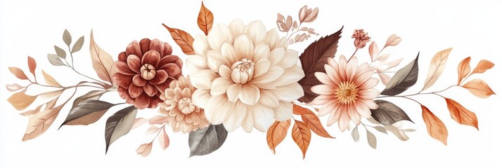 Obraz premium A stunning autumn wedding bouquet that features beautiful bohostyle floral arrangements in rich, warm hues, making it perfect for a delightful seasonal celebration of love and union