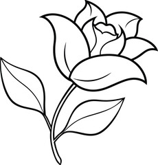 Rose flower logo icon line art vector illustration featuring an abstract floral ornament for decorative purposes