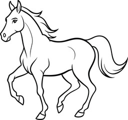 Horse logo icon line art vector illustration of a running foal in a minimalist equestrian theme