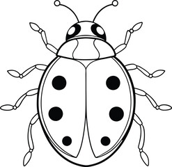 Ladybug logo icon line art vector illustration of a modern insect ideal for springtime branding