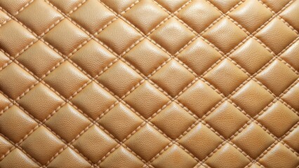Naklejka premium Close-up of light brown quilted leather texture, quilted, leather, close-up, texture, material, pattern, luxurious, fashion
