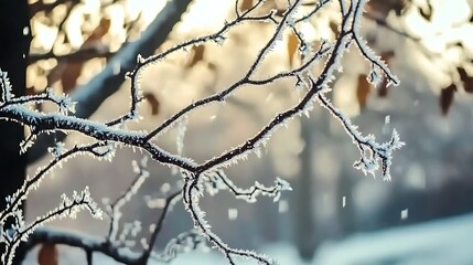 Frosted Red Berries in a Winter Wonderland: A Serene Close-Up Capturing Nature's Icy Beauty winter