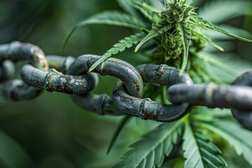 Naklejka premium A chain is hanging from a plant