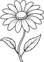 Floral daisy flower logo icon line art vector illustration for a vibrant garden theme