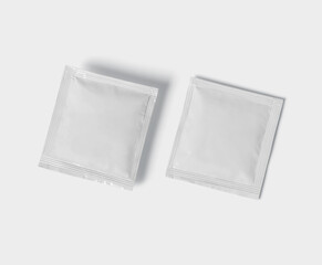 foil package mockup, blank bag template for design uses 3d illustration, 3d rendering