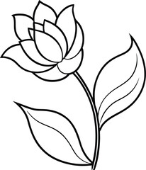 Beautiful flower logo icon line art vector illustration featuring a rose blossom in creative design