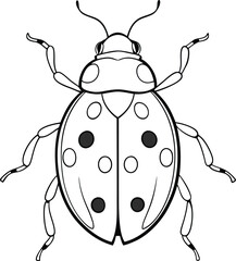 Ladybug logo icon line art vector illustration with a cute flying ladybird for summer-themed logos