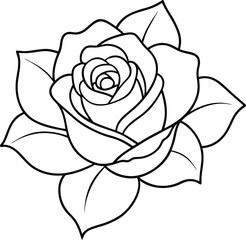 Rose flower logo icon line art vector illustration featuring a modern rose silhouette for contemporary designs
