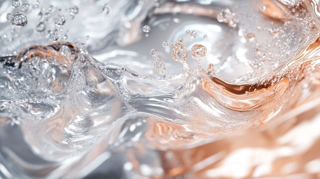 Close-up of Water Droplets and Ripples with a Brown Undercurrent