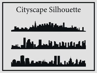 Fototapeta premium Set of city skyline. Vector on a gray background