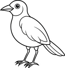 Beautiful bird logo icon line art vector illustration with a clean and sophisticated black crow design