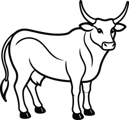 Modern cow logo icon line art vector illustration capturing a clean minimalist style