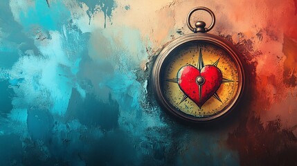 a compass with a heart, shows the paths of love	
