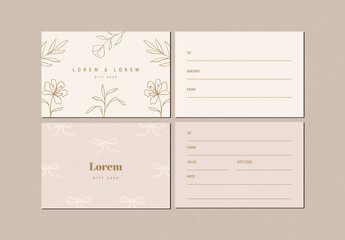 Gift Card Layout Set Minimal Template Card