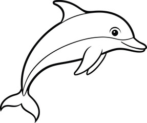 Obraz premium Playful dolphin logo icon line art vector illustration capturing aquatic beauty