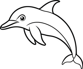 Elegant dolphin logo icon line art vector illustration for marine-themed graphics