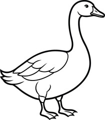 Artistic swan logo icon line art vector illustration with a graceful outline