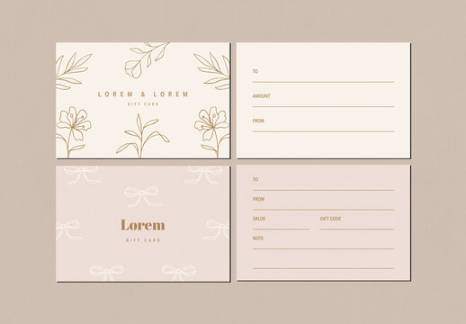 Gift Card Layout Set Minimal Template Card