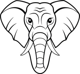 Elegant elephant head logo icon line art vector illustration for creative branding