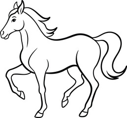 Horse logo icon line art vector illustration of an elegant horse silhouette for equestrian use