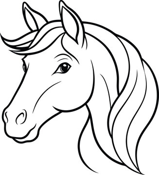 recommend clip art: Horse head logo icon line art vector illustration of a grazing horse in elegant outline style