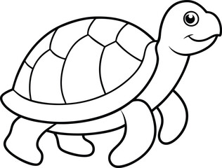 Turtle logo icon line art vector illustration showing a creative turtle shell design
