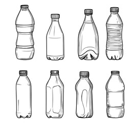 Vector Single Sketch Plastic Bottle of Water. plastic bottle, container, vector sketch illustration