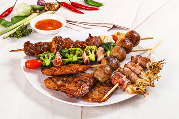 Asian grilled skewer assortment satay