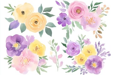 This is a stunning watercolor floral collection that showcases a variety of beautiful blossoms, making it the perfect choice for weddings, birthdays, and greeting cards for any occasion