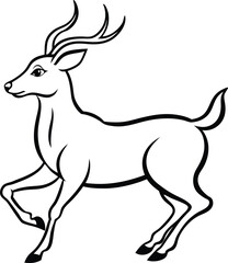 Graceful deer logo icon line art vector illustration capturing elegant antlers